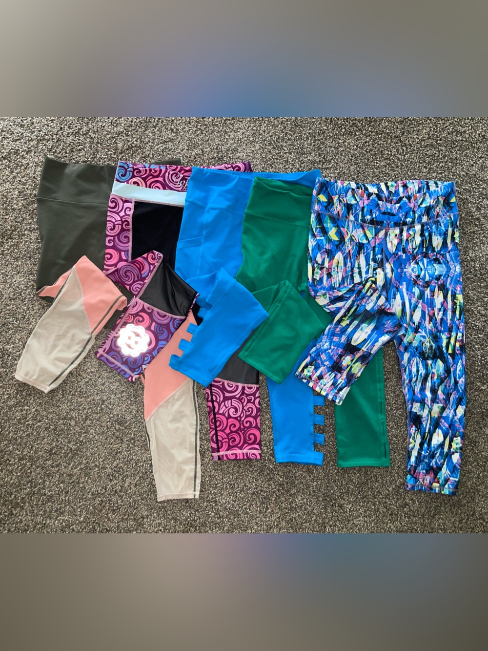 Fabletics Multi-Color Assorted Crop Leggings Bundle - Blue, Green, Pink, Black